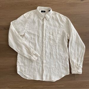 Theory Irving 100% Linen Cream Color Button Down Shirt Men's size L
